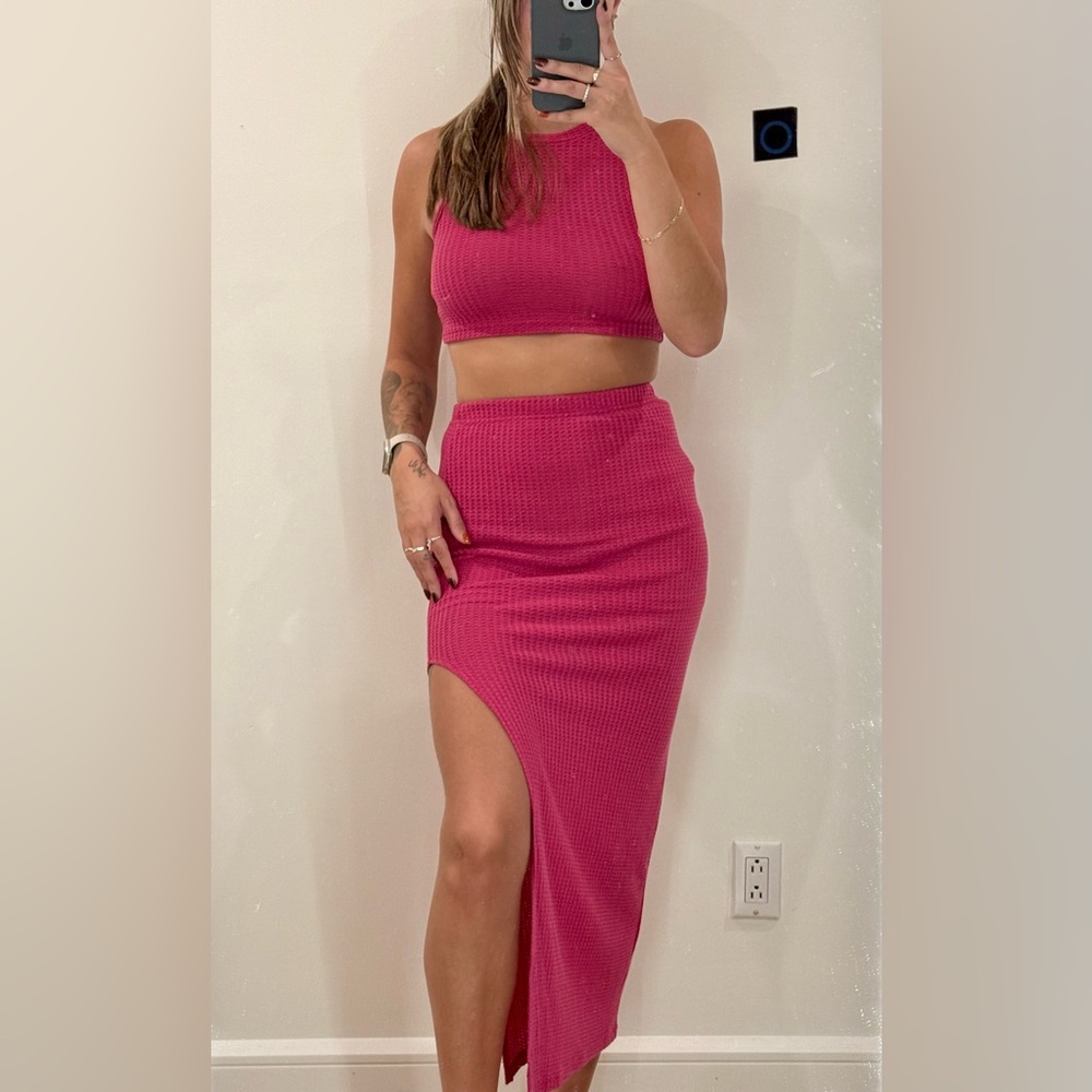 SHEIN Pink Maxi Skirt Set